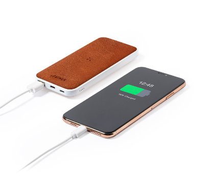 Powerbank detaljer i återvunnet läder