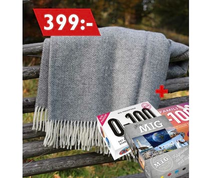 Ullpläd med sällskapsspel