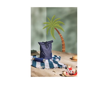 Hamamhandduk I återvunnen material - blå rand inklusive totebag