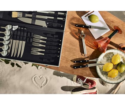 Hamamhandduk I återvunnen material - blå rand inklusive totebag
