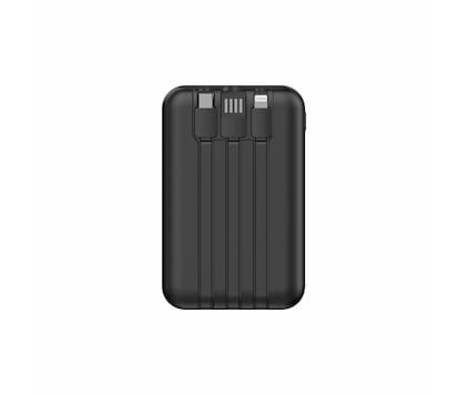 Powerbank 10.000mAh med inbyggda kablar