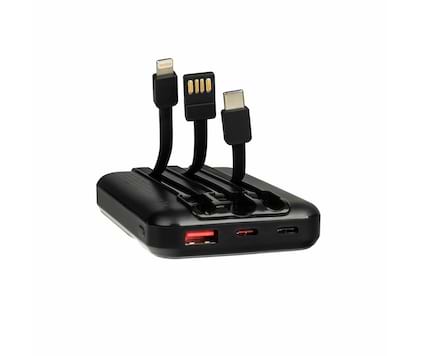 Powerbank 10.000mAh med inbyggda kablar