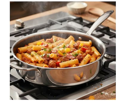 Traktörpanna + pasta + tomatsås + recept
